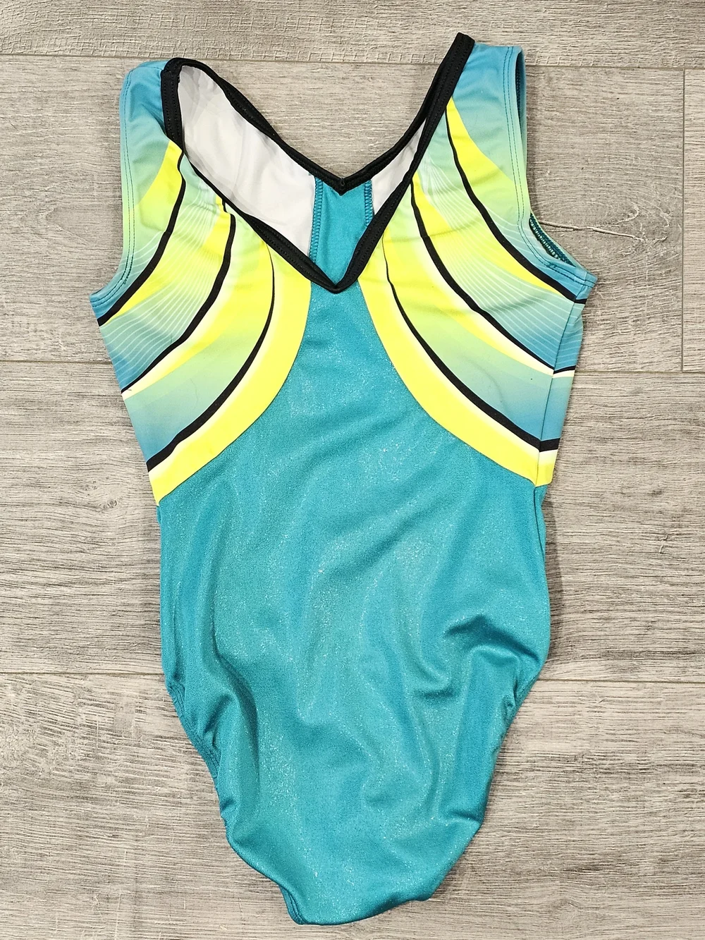 GK Elite Adult X-Small Blue Neon Gymnastics Leotard Rhinestone Competition Leo